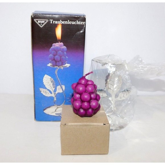 VTG BMF Traubenleuchter Germany Silver Plated Grapes Candelabra Candle NEW - Picture 7 of 12
